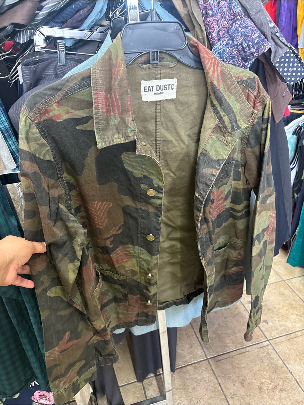 Men's Lightweight Camo Shirt Jacket - Olive Green